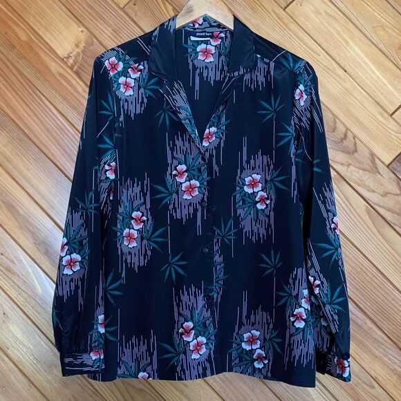 Vintage 70s Floral and Striped Blouse - Picture 1 of 5